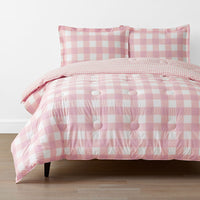 Big Check Classic Cool Organic Cotton Percale Reversible Comforter Set - Petal Pink, Twin/Twin XL,Petal Pink