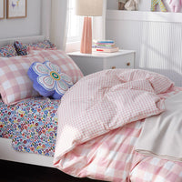 Big Check Classic Cool Organic Cotton Percale Reversible Comforter Set - Petal Pink, Twin/Twin XL,Petal Pink