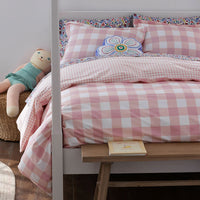 Big Check Classic Cool Organic Cotton Percale Reversible Comforter Set - Petal Pink, Twin/Twin XL,Petal Pink