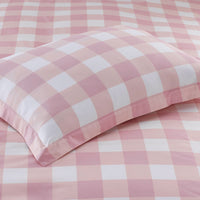 Big Check Classic Cool Organic Cotton Percale Reversible Comforter Set - Petal Pink, Twin/Twin XL,Petal Pink