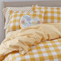 Big Check Classic Cool Organic Cotton Percale Reversible Comforter Set - Yellow, Twin/Twin XL,Yellow