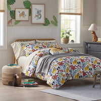 Into the Jungle Classic Cool Organic Cotton Percale Pillowcase Set - White Multi, Standard,White Multi
