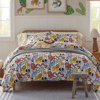 Into the Jungle Classic Cool Organic Cotton Percale Pillowcase Set - White Multi, Standard,White Multi