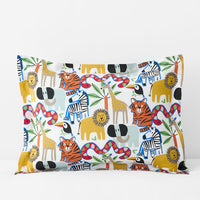 Into the Jungle Classic Cool Organic Cotton Percale Sham - White Multi, Standard,White Multi
