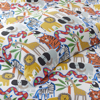 Into the Jungle Classic Cool Organic Cotton Percale Duvet Cover Set - White Multi, Twin/Twin XL,White Multi