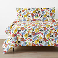 Into the Jungle Classic Cool Organic Cotton Percale Comforter Set - White Multi, Twin/Twin XL,White Multi