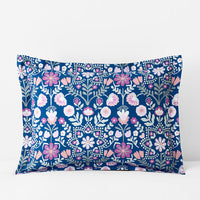 Folk Garden Classic Cool Organic Cotton Percale Sham - Navy, Standard,Navy