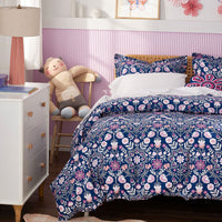 Folk Garden Classic Cool Organic Cotton Percale Sham - Navy, Standard,Navy