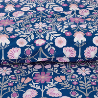 Folk Garden Classic Cool Organic Cotton Percale Duvet Cover Set - Navy, Twin/Twin XL,Navy