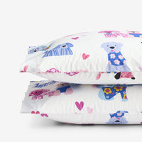 Puppy Love Classic Cool Organic Cotton Percale Pillowcase Set - Multi, Standard,Multi