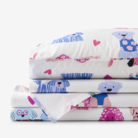 Puppy Love Classic Cool Organic Cotton Percale Bed Sheet Set - Multi, Twin XL,Multi