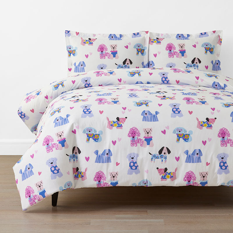 Puppy Love Classic Cool Organic Cotton Percale Duvet Cover Set - Multi, Twin/Twin XL,Multi