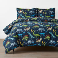 Dino Stomp Classic Cool Organic Cotton Percale Comforter Set - Navy, Twin/Twin XL,Navy