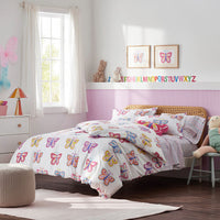 Colorful Butterflies Classic Cool Organic Cotton Percale Bed Sheet Set - Multi, Twin XL,Multi