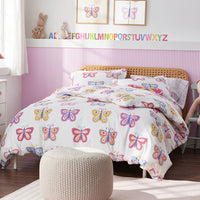 Colorful Butterflies Classic Cool Organic Cotton Percale Comforter Set - Multi, Twin/Twin XL,Multi
