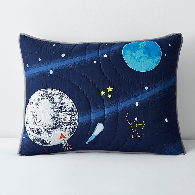 Space Travel Handcrafted Cotton Sham - Multi, Standard,Multi