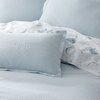 Ditsy Gingham Classic Cool Organic Cotton Percale Bed Sheet Set - Blue, Twin XL,Ditsy Gingham Blue