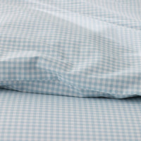 Ditsy Gingham Classic Cool Organic Cotton Percale Bed Sheet Set - Blue, Twin XL,Ditsy Gingham Blue