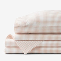 Ditsy Gingham Classic Cool Organic Cotton Percale Bed Sheet Set - Pink, Twin XL,Ditsy Gingham Pink