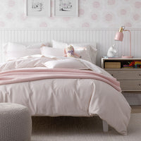 Ditsy Gingham Classic Cool Organic Cotton Percale Bed Sheet Set - Pink, Twin XL,Ditsy Gingham Pink