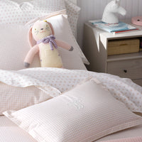 Ditsy Gingham Classic Cool Organic Cotton Percale Bed Sheet Set - Pink, Twin XL,Ditsy Gingham Pink