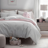Ditsy Gingham Classic Cool Organic Cotton Percale Bed Sheet Set - Gray, Queen,Ditsy Gingham Gray
