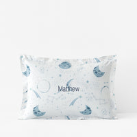 Night Sky Classic Cool Organic Cotton Percale Sham - Blue, Toddler,Night Sky White