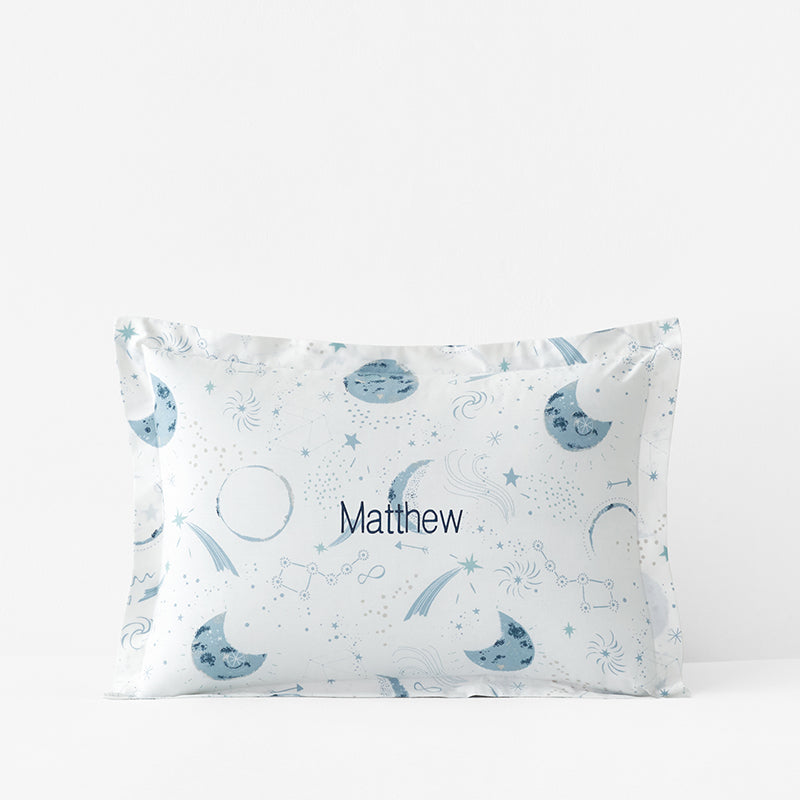 Night Sky Classic Cool Organic Cotton Percale Sham - Blue, Toddler,Night Sky White