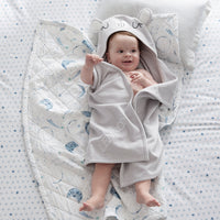 Night Sky Classic Cool Organic Cotton Percale Quilted Reversible Sherpa Stroller Blanket - Blue,Night Sky White