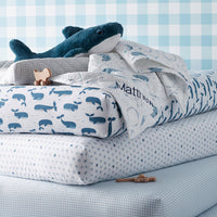Night Sky Classic Cool Organic Cotton Percale Quilted Reversible Sherpa Stroller Blanket - Blue,Night Sky White