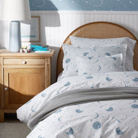 Night Sky Classic Cool Organic Cotton Percale Toddler Bed Sheet Set - Blue,Night Sky White