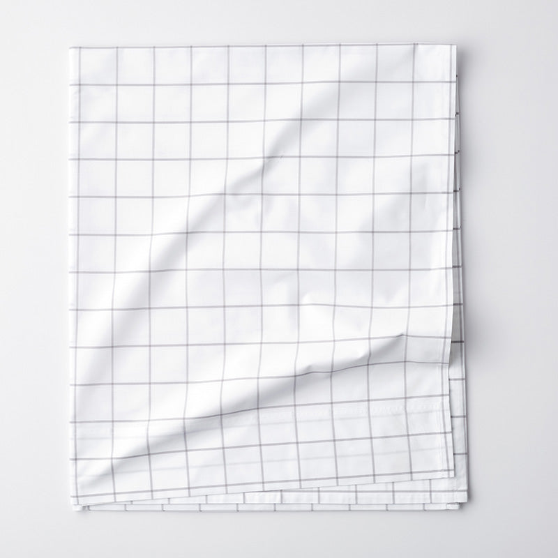 Tailored Stripes and Plaids Classic Cool Cotton Percale Flat Bed Sheet - Block Plaid Light Graphite, Twin/Twin XL,Block Plaid Light Graphite