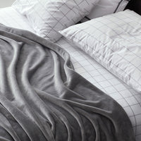 Tailored Stripes and Plaids Classic Cool Cotton Percale Flat Bed Sheet - Block Plaid Light Graphite, Twin/Twin XL,Block Plaid Light Graphite