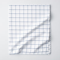 Tailored Stripes and Plaids Classic Cool Cotton Percale Flat Bed Sheet - Block Plaid Navy, Twin/Twin XL,Block Plaid Navy