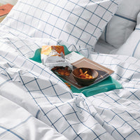 Tailored Stripes and Plaids Classic Cool Cotton Percale Flat Bed Sheet - Block Plaid Navy, Twin/Twin XL,Block Plaid Navy