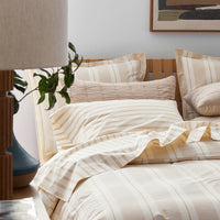 Tailored Stripes and Plaids Classic Cool Cotton Percale Flat Bed Sheet - Wide Stripe Gold, Twin/Twin XL,Wide Stripe Gold