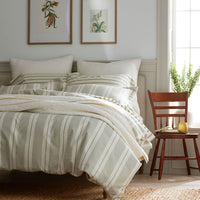 Tailored Stripes and Plaids Classic Cool Cotton Percale Flat Bed Sheet - Wide Stripe Moss Green, Twin/Twin XL,Wide Stripe Moss Green
