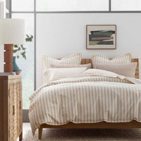 Tailored Stripes and Plaids Classic Cool Cotton Percale Flat Bed Sheet - Narrow Stripe Gold, Twin/Twin XL,Narrow Stripe Gold