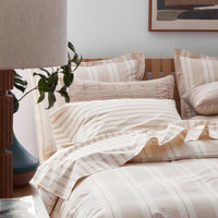 Tailored Stripes and Plaids Classic Cool Cotton Percale Flat Bed Sheet - Narrow Stripe Gold, Twin/Twin XL,Narrow Stripe Gold