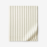 Tailored Stripes and Plaids Classic Cool Cotton Percale Flat Bed Sheet - Narrow Stripe Moss Green, Twin/Twin XL,Narrow Stripe Moss Green