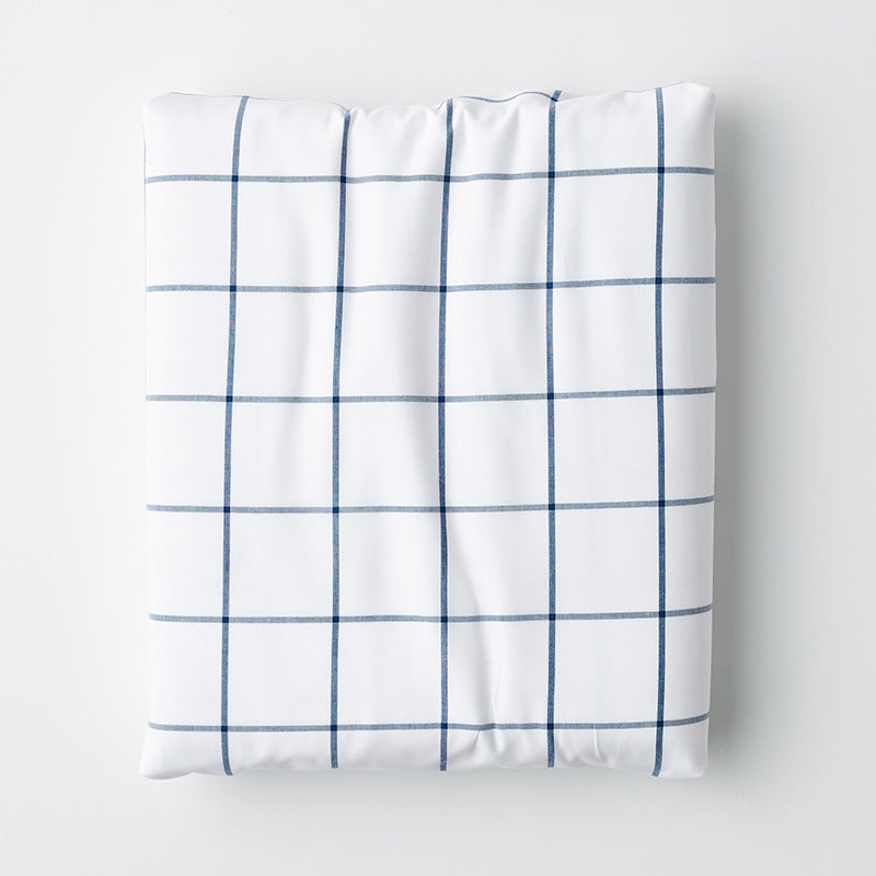 Tailored Stripes and Plaids Classic Cool Cotton Percale Fitted Bed Sheet - Block Plaid Navy, Twin XL,Block Plaid Navy