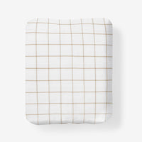 Tailored Stripes and Plaids Classic Cool Cotton Percale Fitted Bed Sheet - Block Plaid Wheat, Twin,Block Plaid Wheat