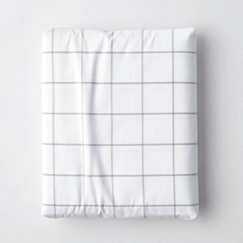 Tailored Stripes and Plaids Classic Cool Cotton Percale Fitted Bed Sheet - Block Plaid Light Graphite, Twin,Block Plaid Light Graphite