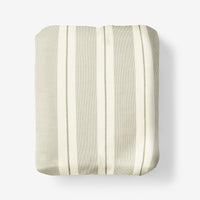 Tailored Stripes and Plaids Classic Cool Cotton Percale Fitted Bed Sheet - Wide Stripe Moss Green, Twin XL,Wide Stripe Moss Green