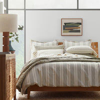 Tailored Stripes and Plaids Classic Cool Cotton Percale Fitted Bed Sheet - Wide Stripe Moss Green, Twin XL,Wide Stripe Moss Green