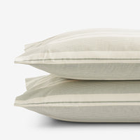 Tailored Stripes and Plaids Classic Cool Cotton Percale Pillowcase Set - Wide Stripe Moss Green, Standard,Wide Stripe Moss Green