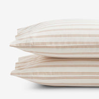 Tailored Stripes and Plaids Classic Cool Cotton Percale Pillowcase Set - Narrow Stripe Gold, Standard,Narrow Stripe Gold