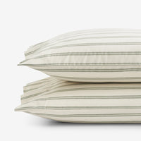 Tailored Stripes and Plaids Classic Cool Cotton Percale Pillowcase Set - Narrow Stripe Moss Green, Standard,Narrow Stripe Moss Green