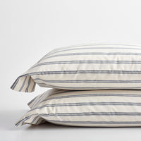 Tailored Stripes and Plaids Classic Cool Cotton Percale Pillowcase Set - Narrow Stripe Navy, Standard,Narrow Stripe Navy