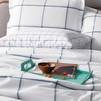 Tailored Stripes and Plaids Classic Cool Cotton Percale Bed Duvet Cover - Window Pane Plaid Navy, Twin/Twin XL,Window Pane Plaid Navy